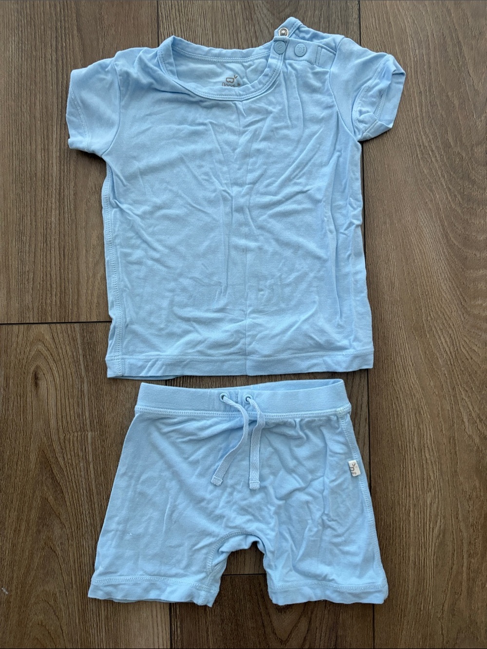 Children's Short Sleeve Pajama Set in Light Blue - Soft Sleepwear Top & Shorts